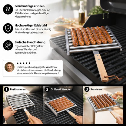 Stainless Steel Sausage Holder Rollable Grill Attachment