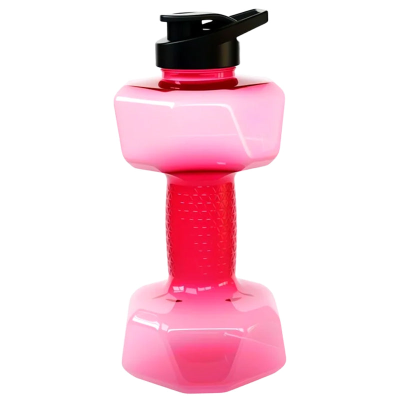 Dumbbell-shaped BPA-free drinking bottle with flip lid