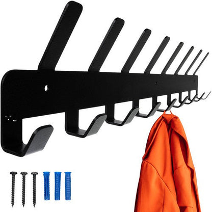 Wall Coat Rack Black 17 Hooks – Metal Wall Wardrobe