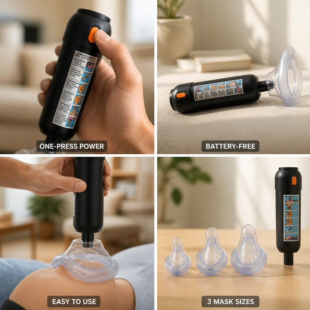 Manual Battery-Free Anti-Choking Suction Device (Including 3 Mask Sizes)