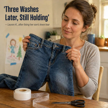 Iron-on adhesive tape – repair tears & hems in 10 seconds