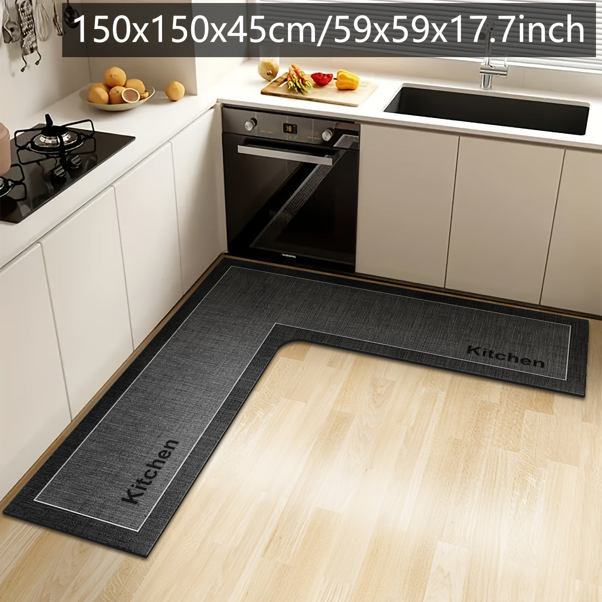 L-Shaped Kitchen Mat Non-Slip & Absorbent
