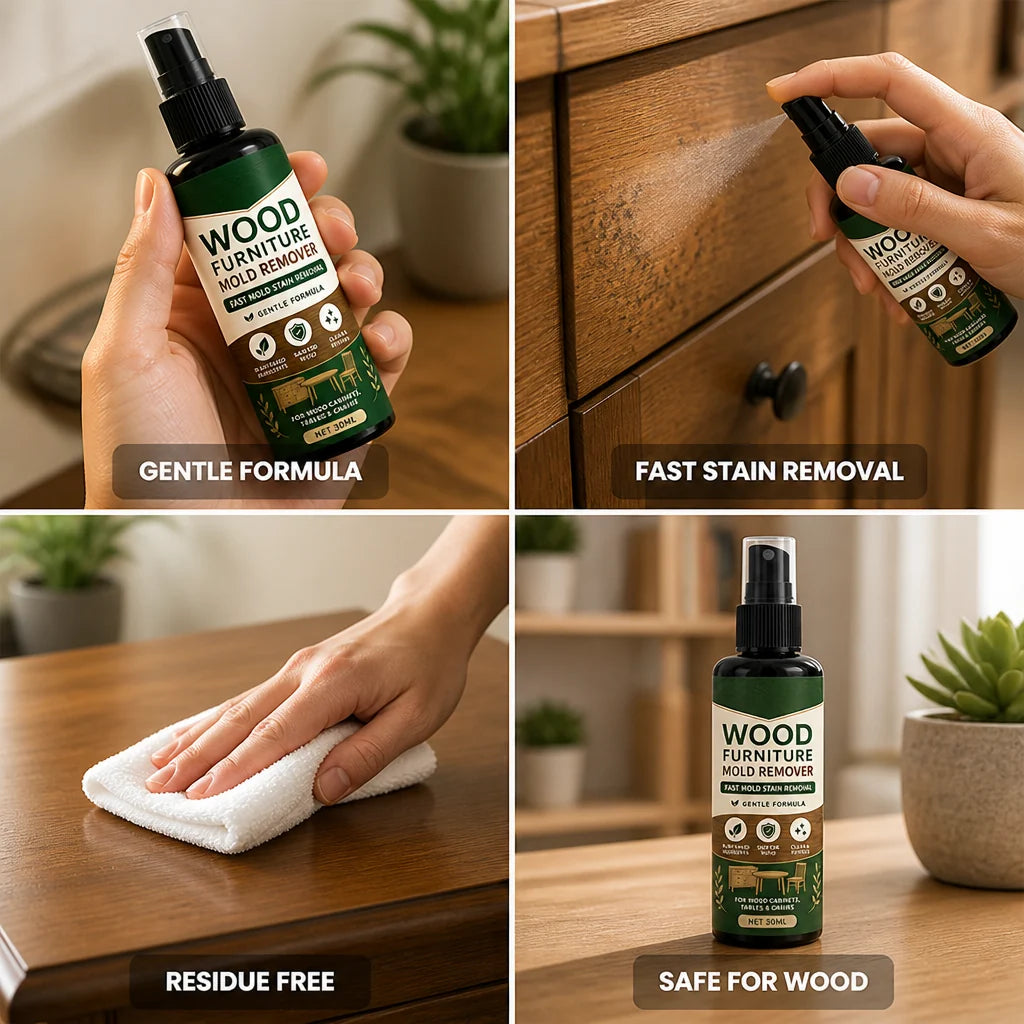 Fast-acting, wood-safe mold removal spray
