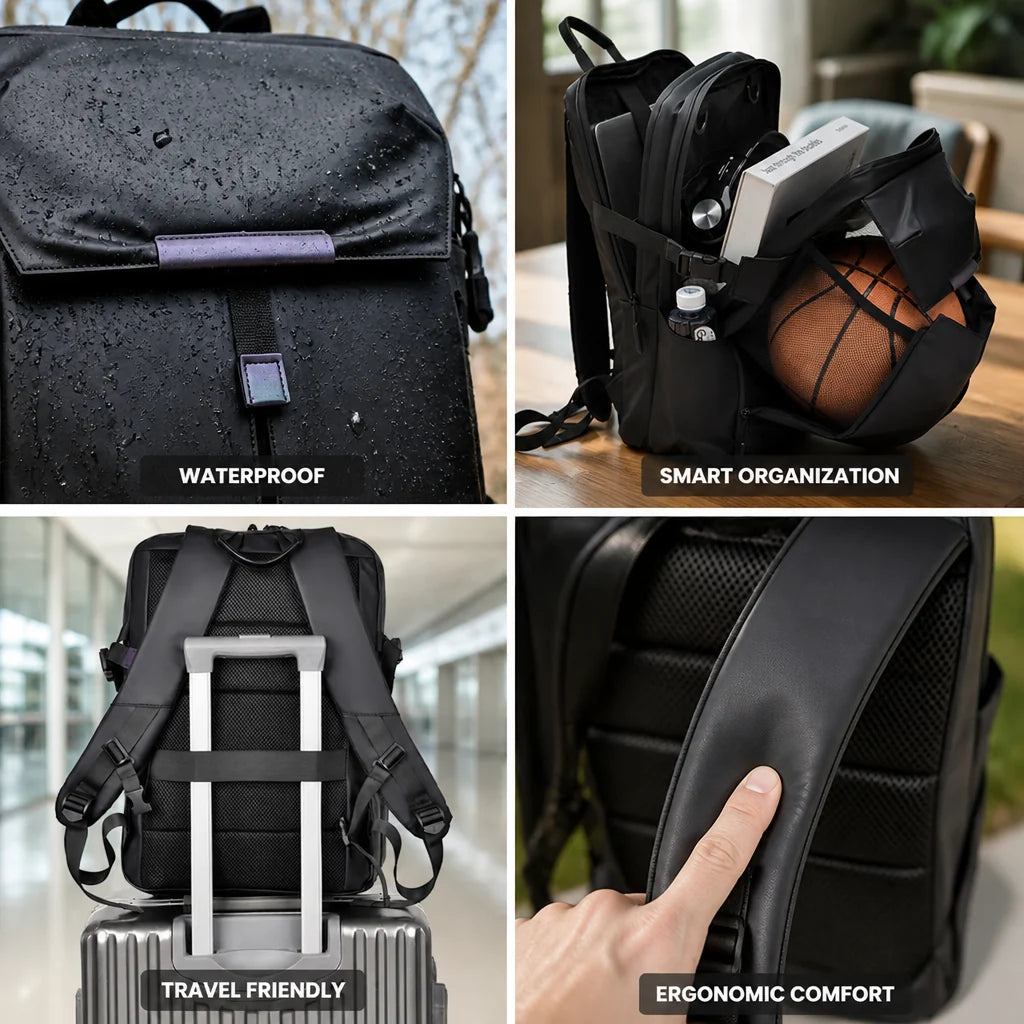 Waterproof Ergonomic Padded Laptop Backpack (Fits 15 Inch/38 cm)