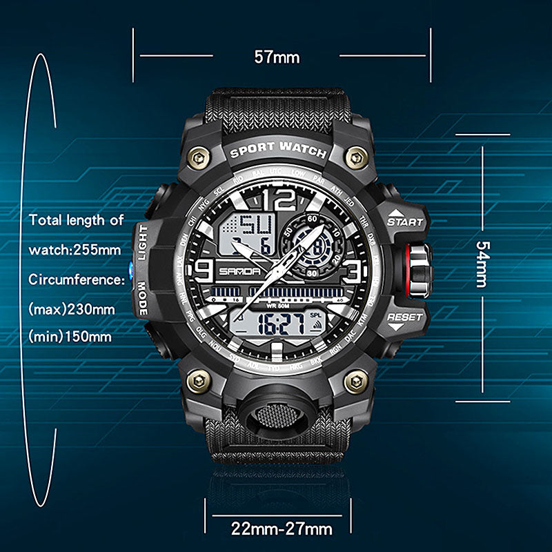 Men's Multifunction Watch with Luminous Display & Water Resistance