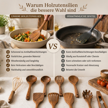 Teak Wood Kitchen Utensils Set 10-Piece