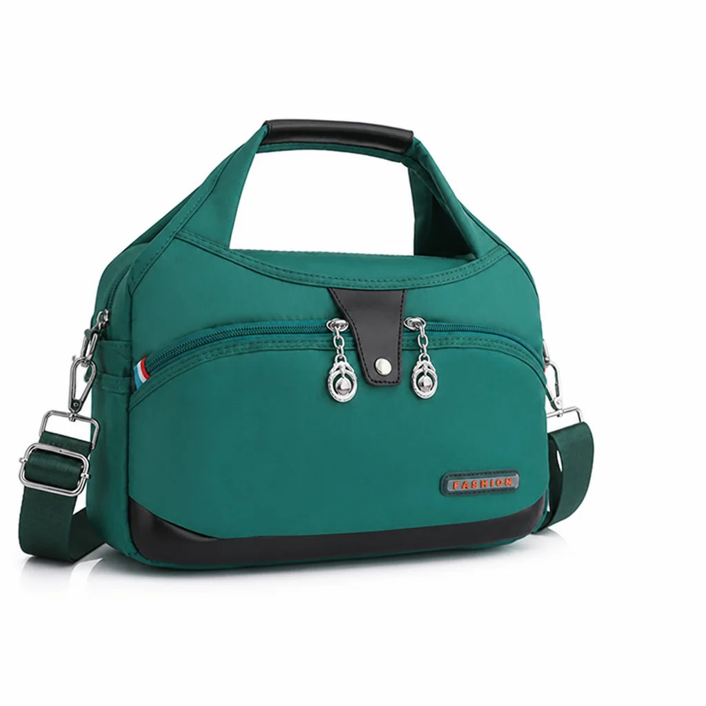 Anti-theft waterproof nylon crossbody bag with multiple zippers