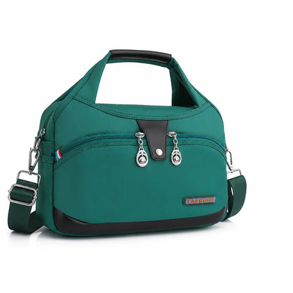 Anti-theft waterproof nylon crossbody bag with multiple zippers