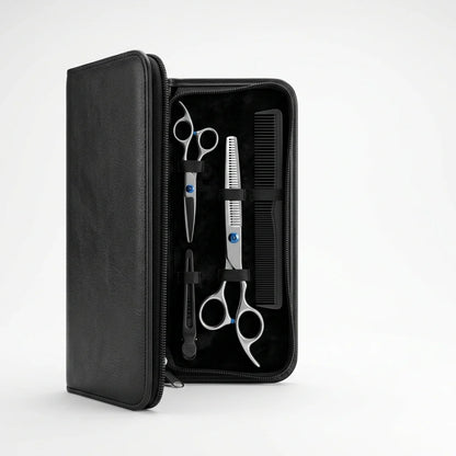 Stainless Steel Hair Scissors Set for Thinning and Cutting (Razor Comb & Case)