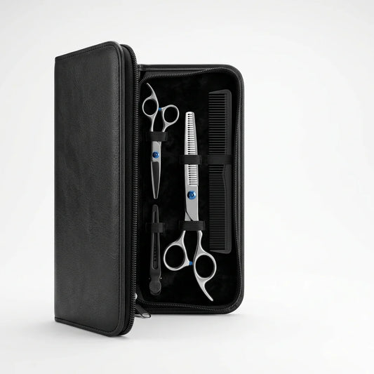 Stainless Steel Hair Scissors Set for Thinning and Cutting (Razor Comb & Case)
