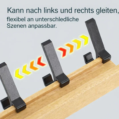 Wall-mounted coat rack with adjustable double hooks