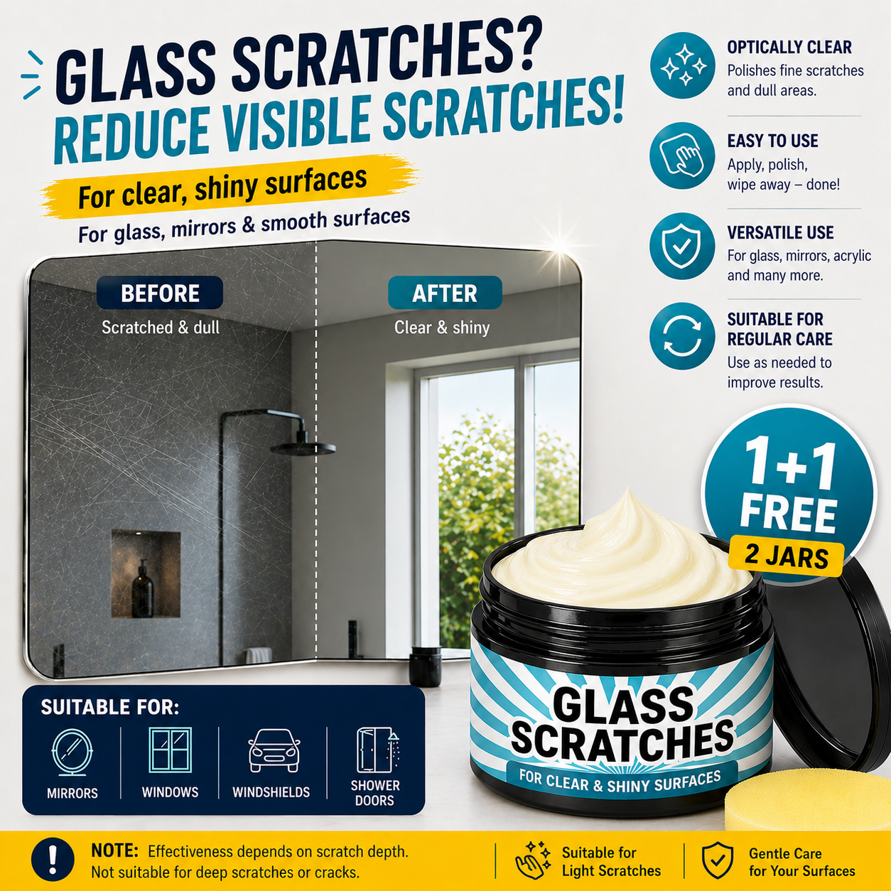 Glass Scratch Remover Polishing Cream 2-Pack