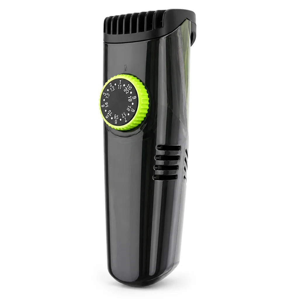 Integrated Vacuum USB-C Rechargeable Beard Trimmer (Adjustable Rotary Knob & 2 Combs)