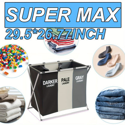 Laundry sorter 3 compartments foldable
