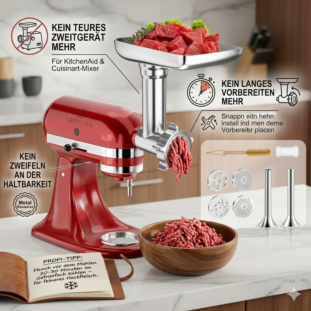 GRINDLIVA Meat Grinder Attachment for KitchenAid