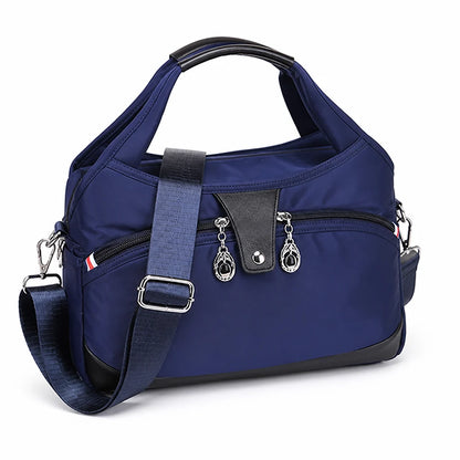 Anti-theft waterproof nylon crossbody bag with multiple zippers