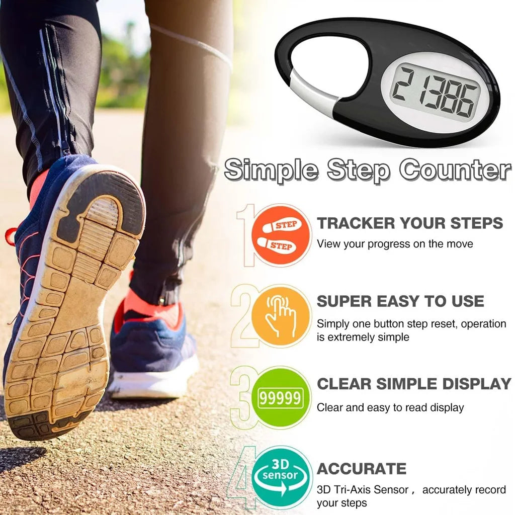 3D Pedometer with Lanyard for All Age Groups