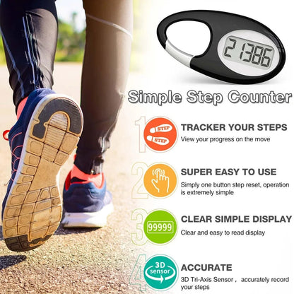 3D Pedometer with Lanyard for All Age Groups