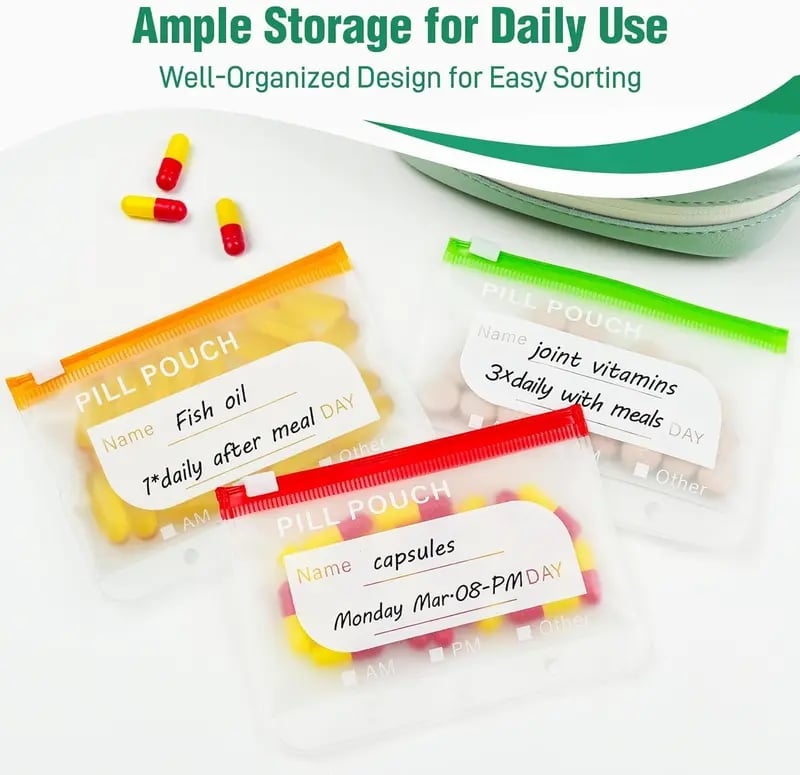 Pill Organizer with 14 Compartments and Zipper