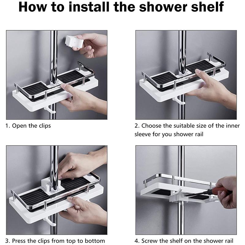 Multifunctional Shower Shelf Without Drilling