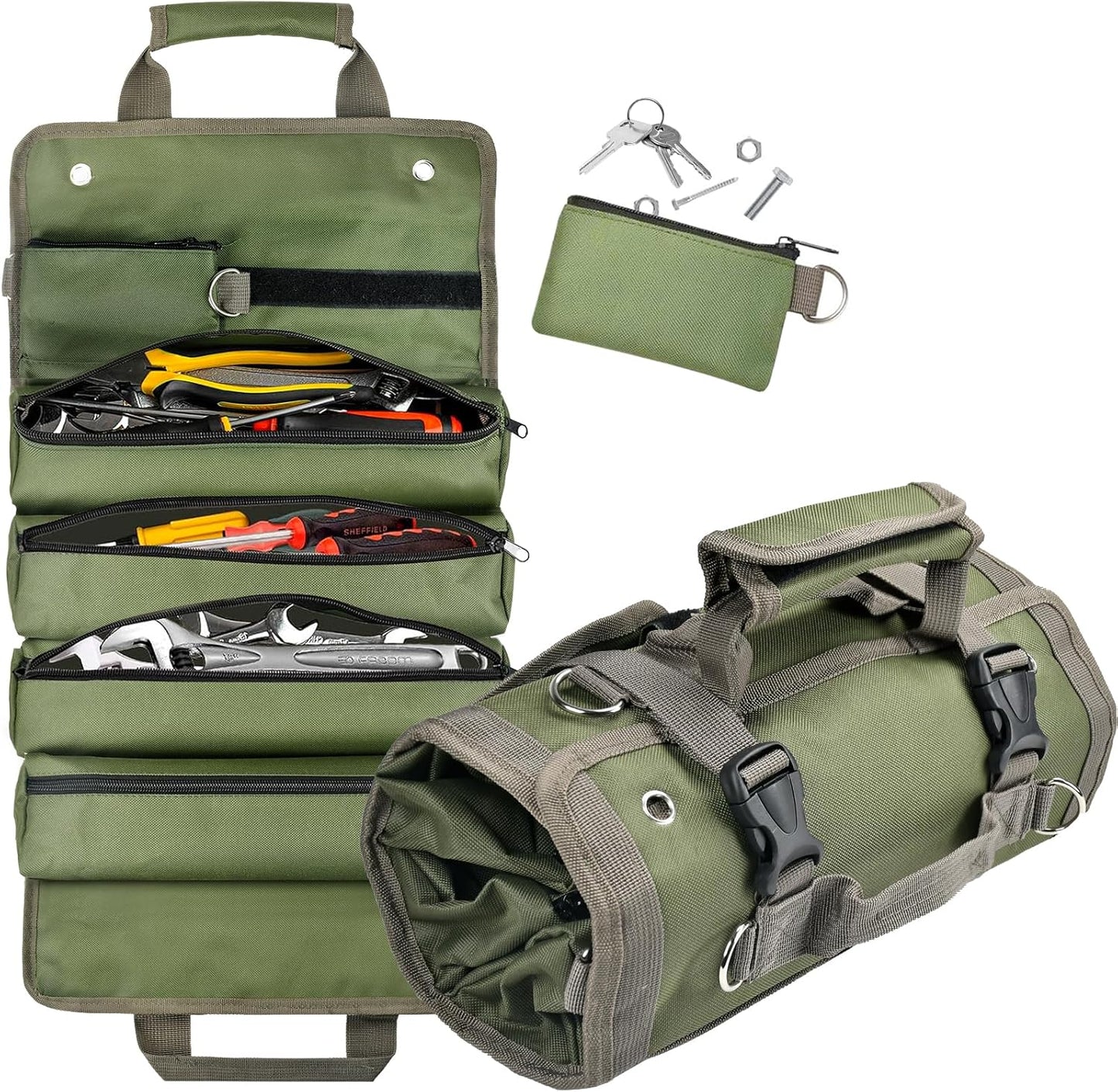 Tool Roll Bag with Removable Pockets