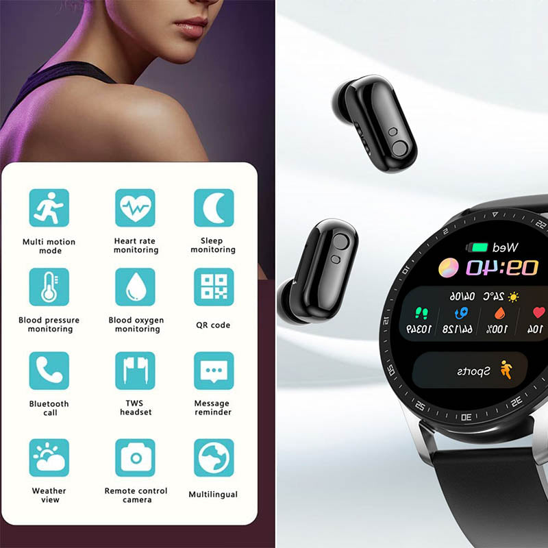 2-in-1 Smartwatch with Bluetooth Headphones