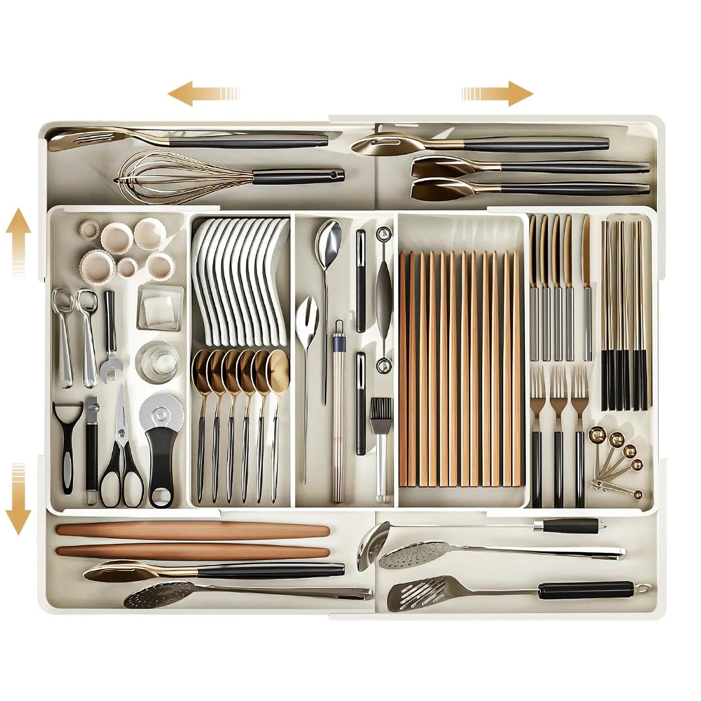 Expandable Drawer Organizer with Transparent Compartments