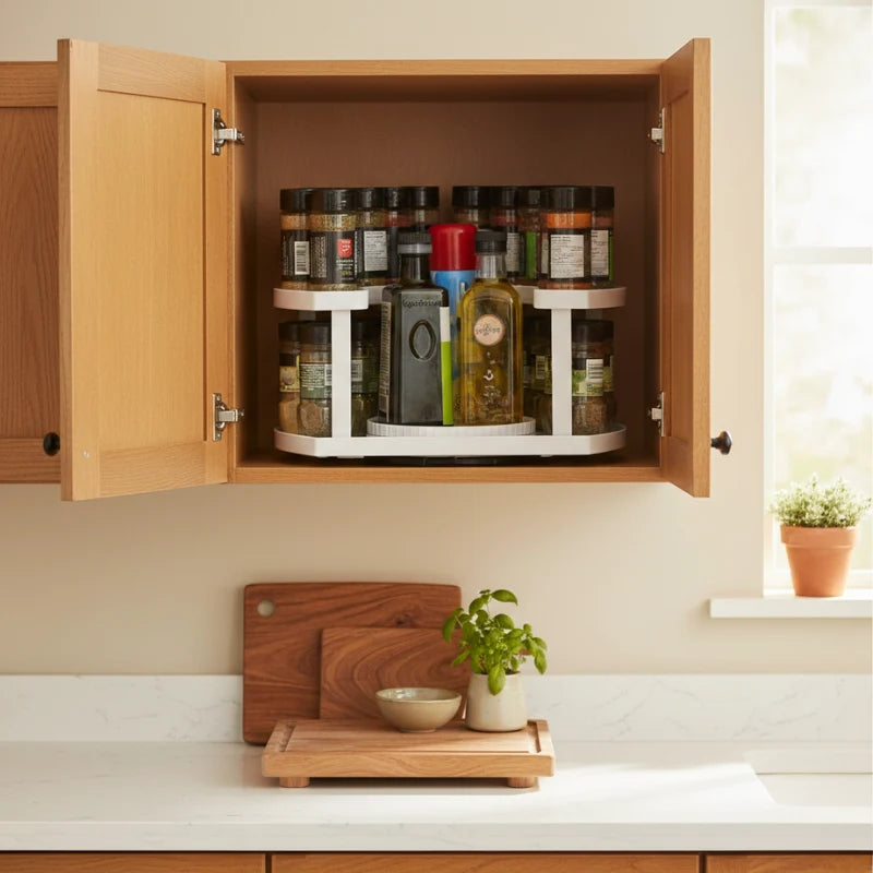 2-tier spice rack rotating D-shape