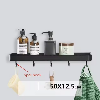 Kellan Wall-Mounted Bathroom Shelf Black