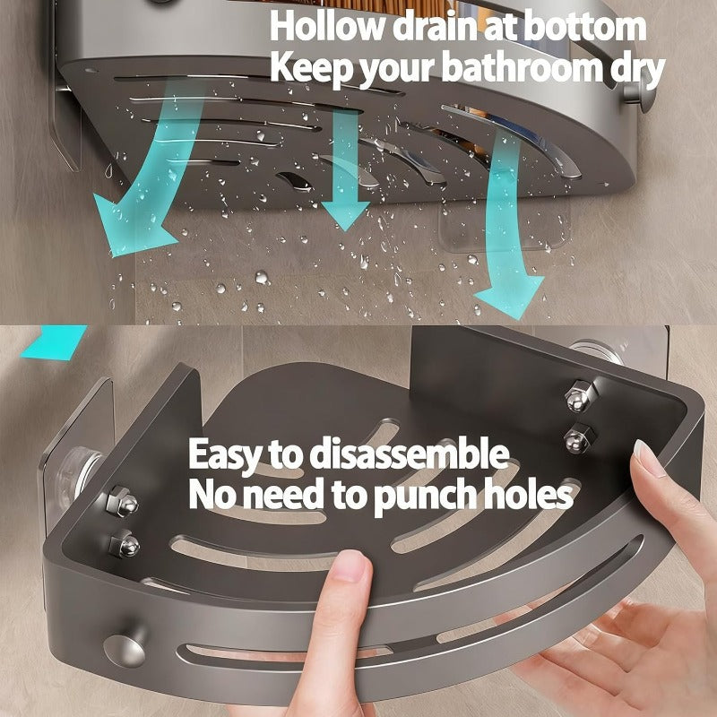 No-Drill Triangle Shower Shelf