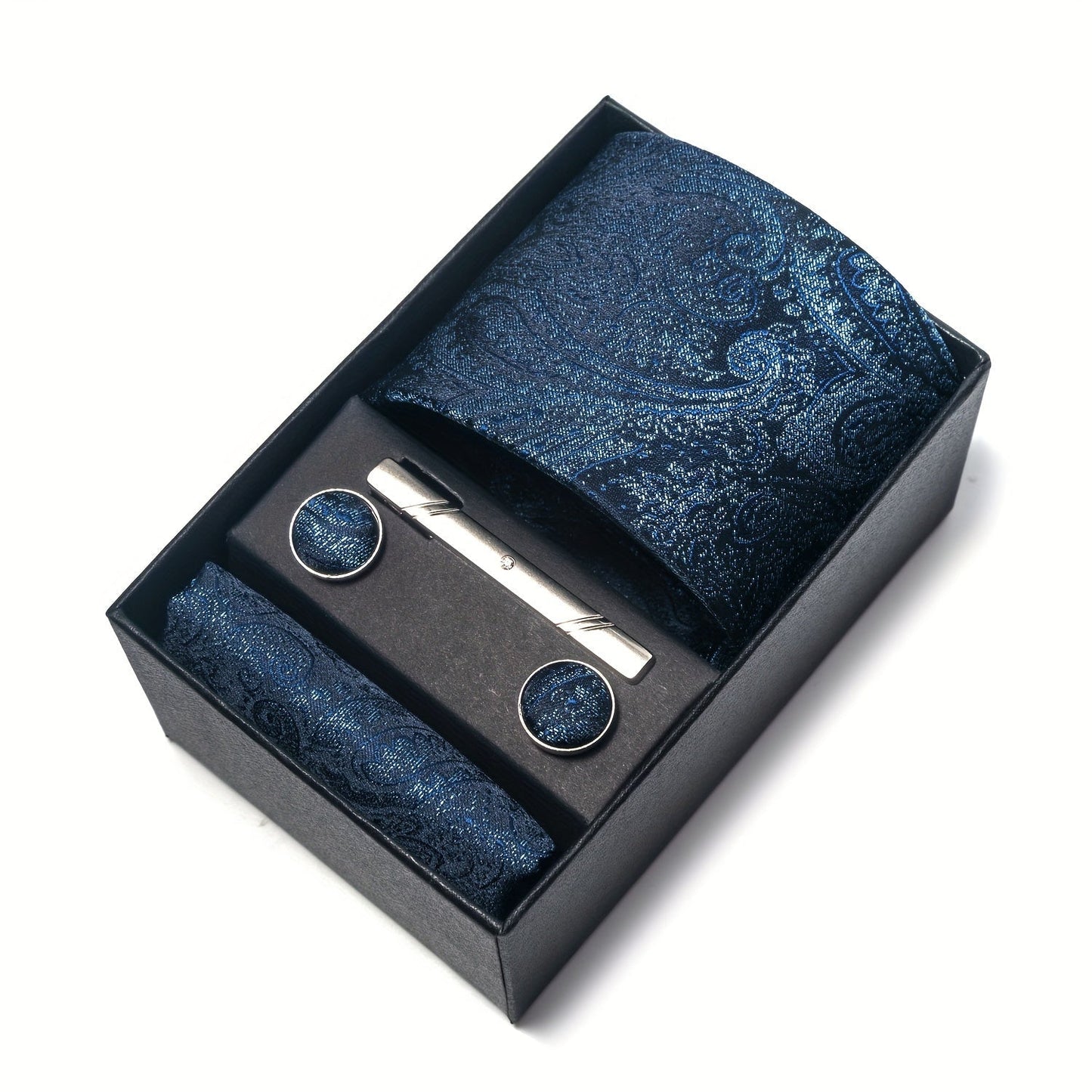 Men's Paisley Tie Set with Pocket Square & Cufflinks