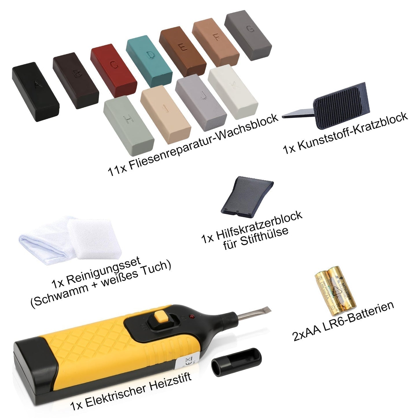 Tile Repair Kit with 11 Wax Crayons