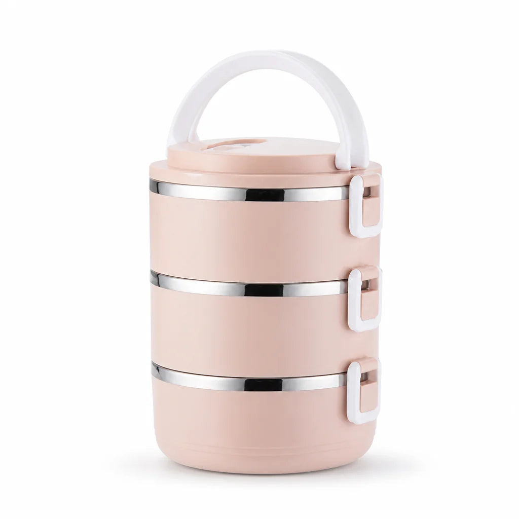Stainless Steel Interior & Leak-Proof 3-Layer Lunch Box