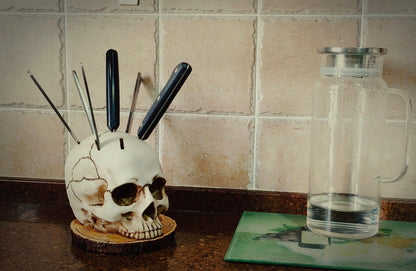 Skull Knife Holder – Gothic Kitchen Decor