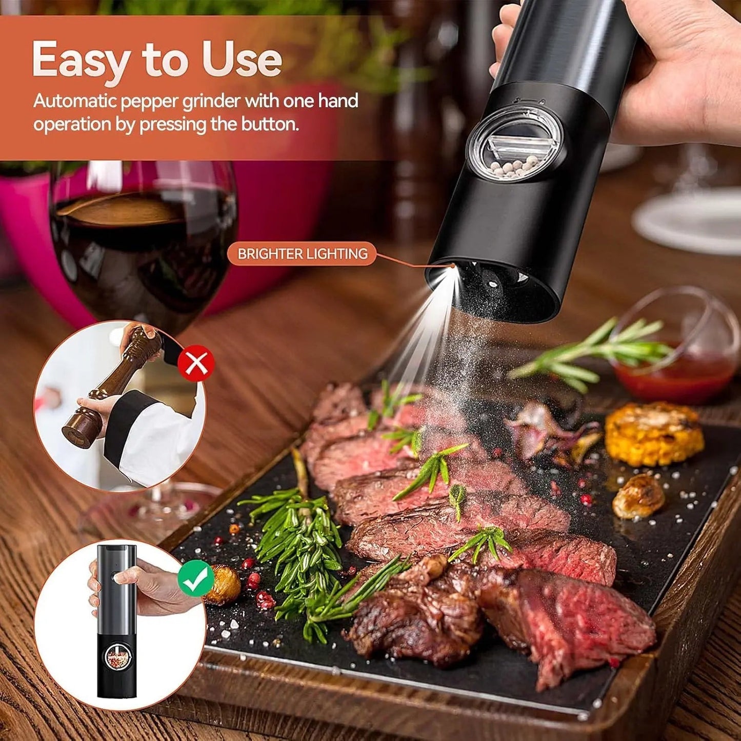 Electric Spice Grinder Set with USB-C Charging Station