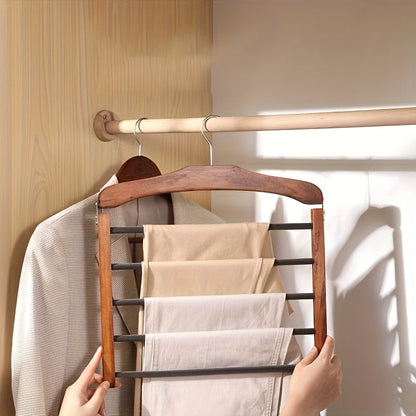 Wooden Pants Hangers Multi-Layer Set of 2