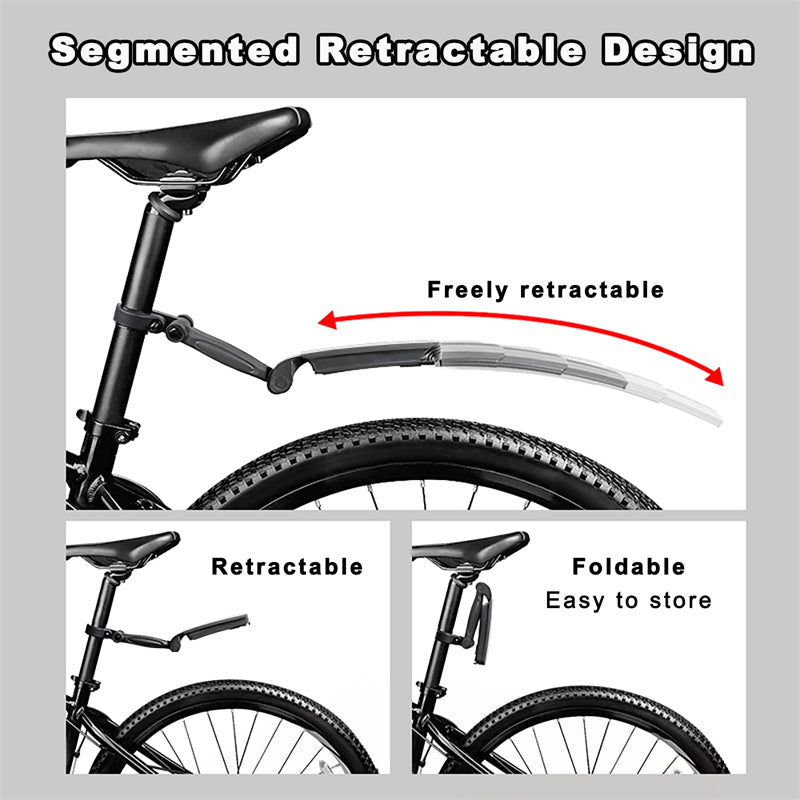 Adjustable retractable bicycle mudguard set