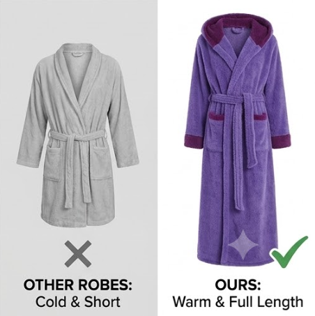 Unisex Fleece Bathrobe with Hood Extra Long