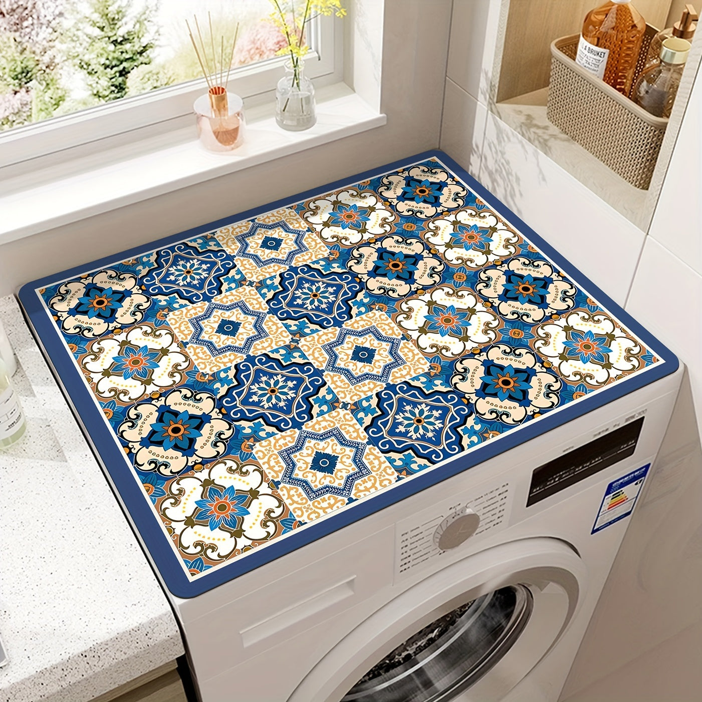 Washing Machine Cover Mat Retro Mosaic