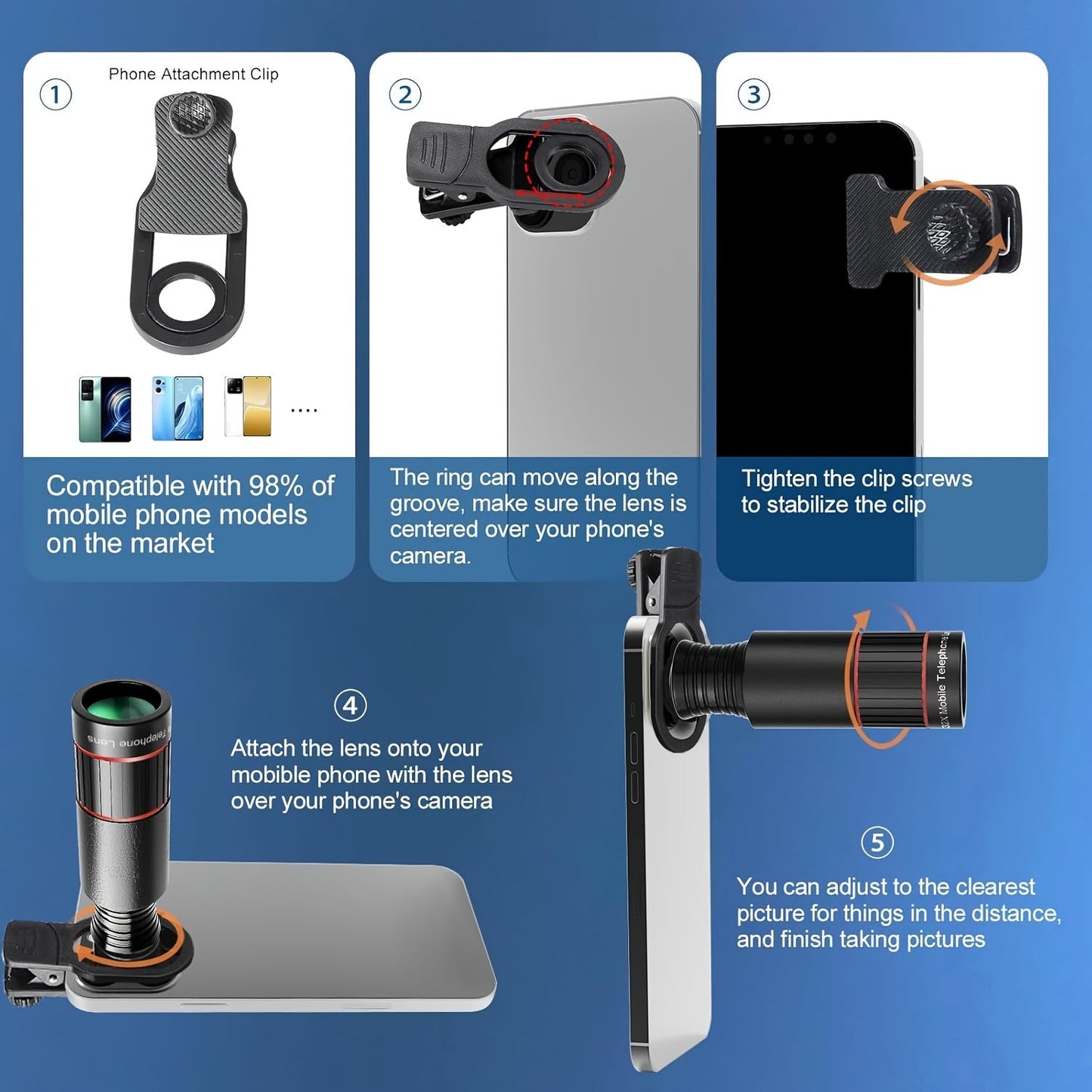 32x Zoom Telephoto Lens for Smartphones