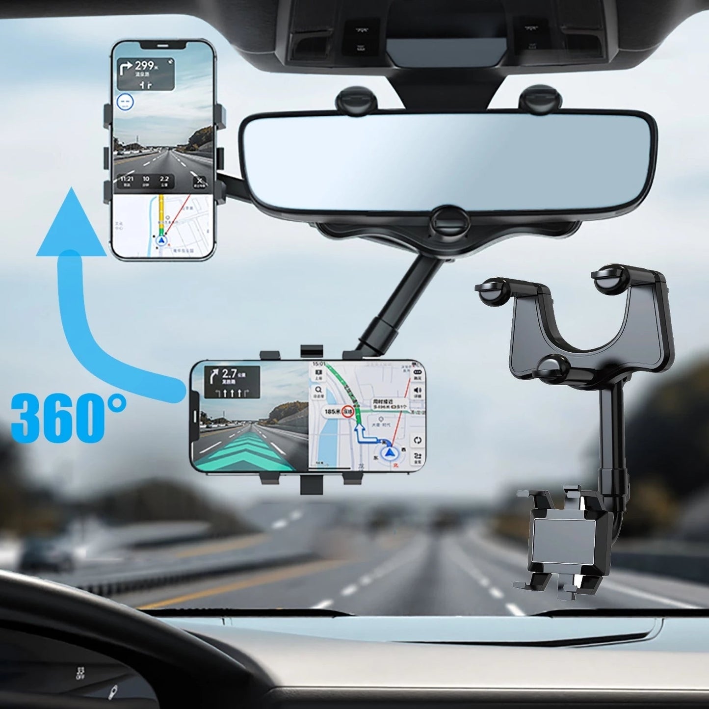 Car Phone Holder Rearview Mirror 360°