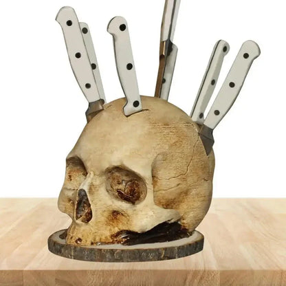 Skull Knife Holder – Gothic Kitchen Decor