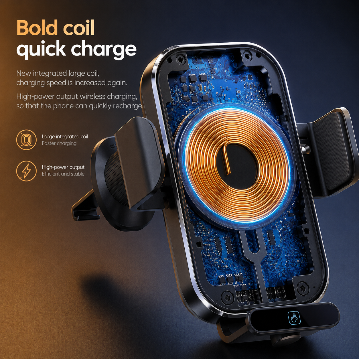 15W Wireless Car Clamp Charger with Mount Holder