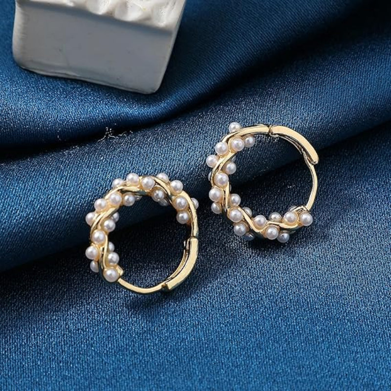 Twisted Hoop Earrings with Pearls