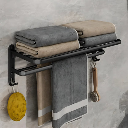 Towel Holder with Hook – 50 cm Black