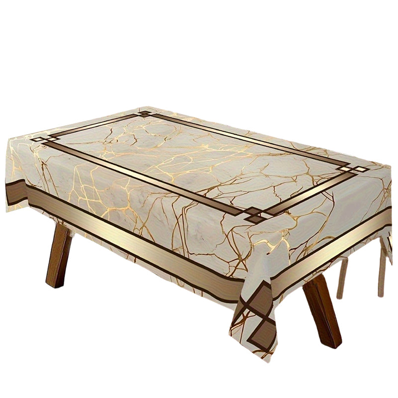 LuxeGuard Marble-Effect Tablecloth