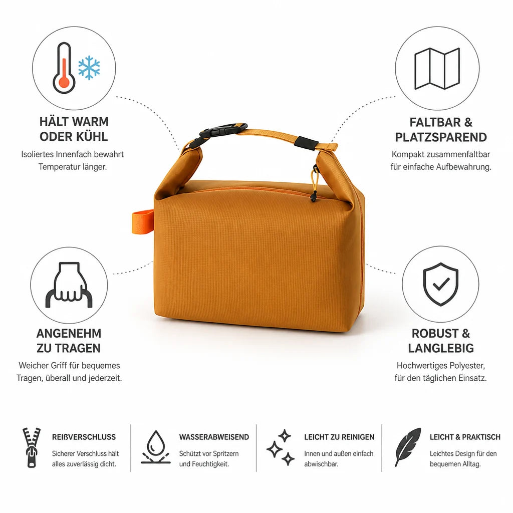Insulated Foldable Lunch Bag (Zipper)