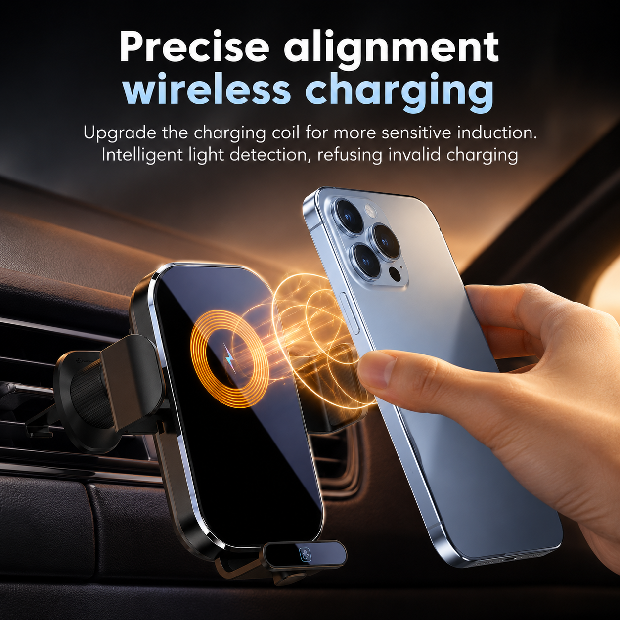 15W Wireless Car Clamp Charger with Mount Holder