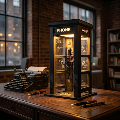 Retro Telephone Booth Lamp with Warm Ambient Light
