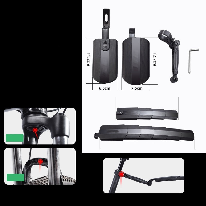 Adjustable retractable bicycle mudguard set